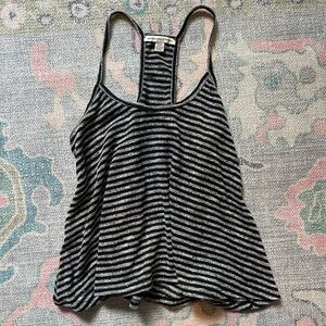 American Eagle Outfitters Black and Gray Striped Tank Top